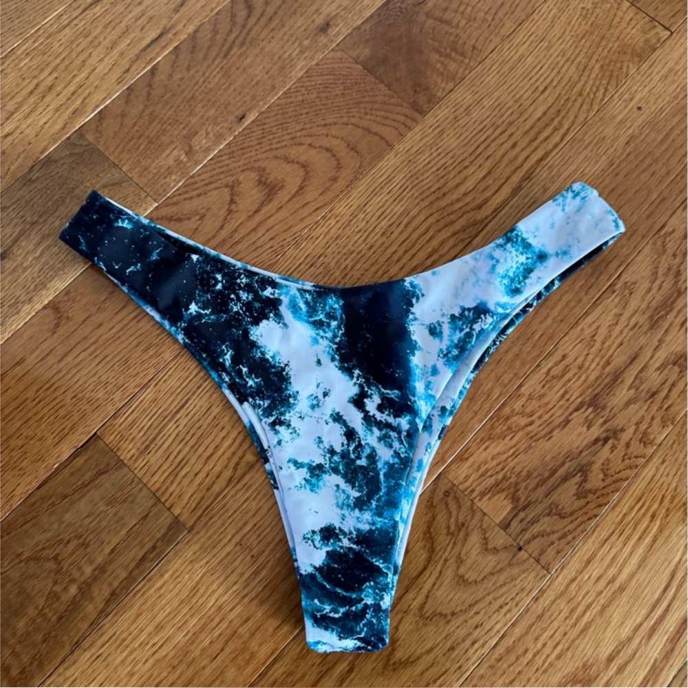 Blue Marble Print Bikini Bottom